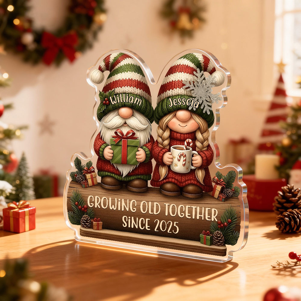 Custom Couple Growing Old Together Plaque Christmas Decor Personalized Christmas Acrylic Decor Anniversary Couple Plaque - MyFaceSocksAU