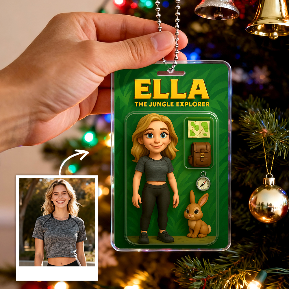 Custom Action Figure Pack Packaging Toy Box Style Art Gift Personalized Acrylic Car Hanger Gift for Mother 2D Printed Flat Design - MyFaceSocksAU