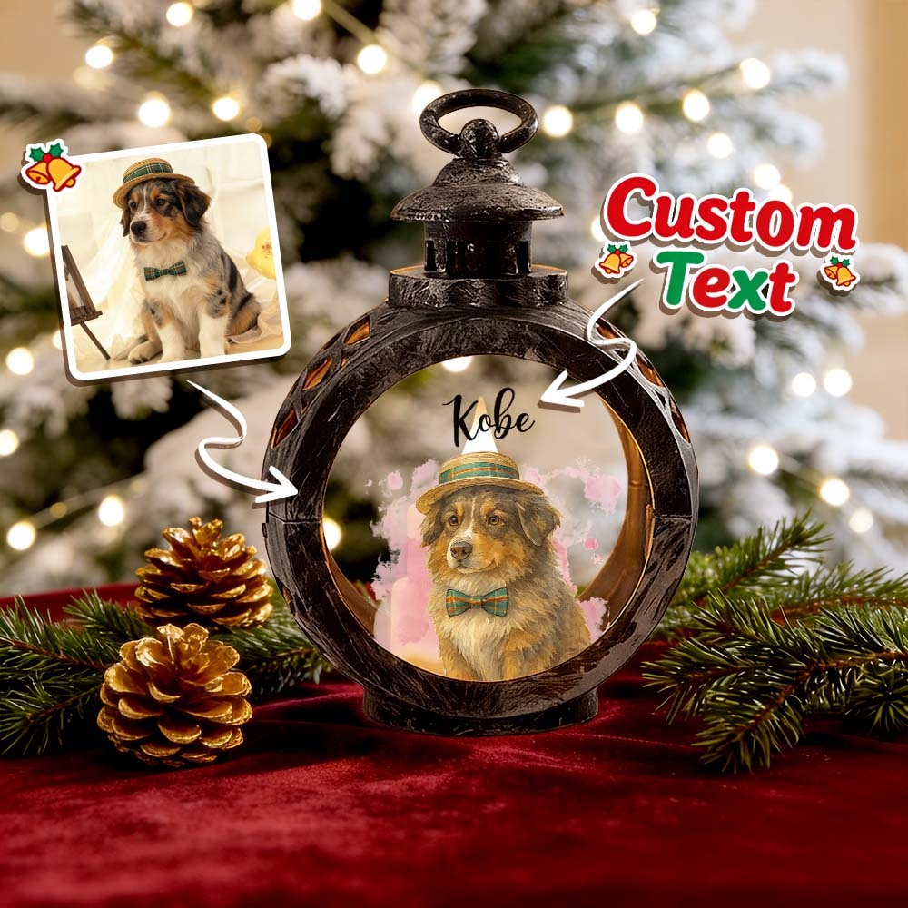 Custom Pet Photo Multiple Effects Available Lantern Ornament Personalized Custom 3D Effect Christmas Lantern - MyFaceSocksAU