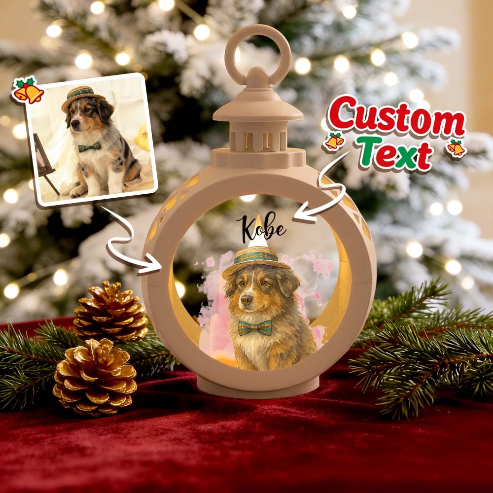 Custom Pet Photo Multiple Effects Available Lantern Ornament Personalized Custom 3D Effect Christmas Lantern - MyFaceSocksAU