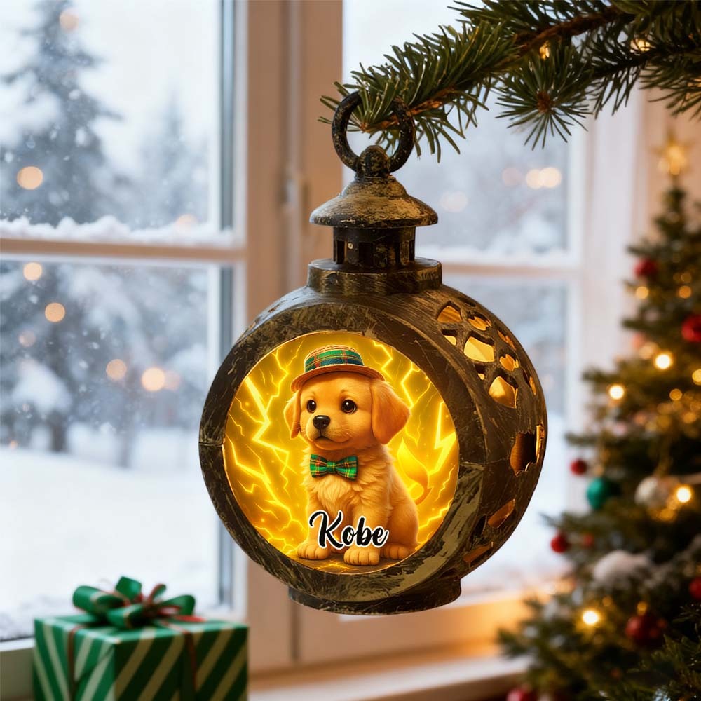 Custom Pet Photo Multiple Effects Available Lantern Ornament Personalized Custom 3D Effect Christmas Lantern - MyFaceSocksAU