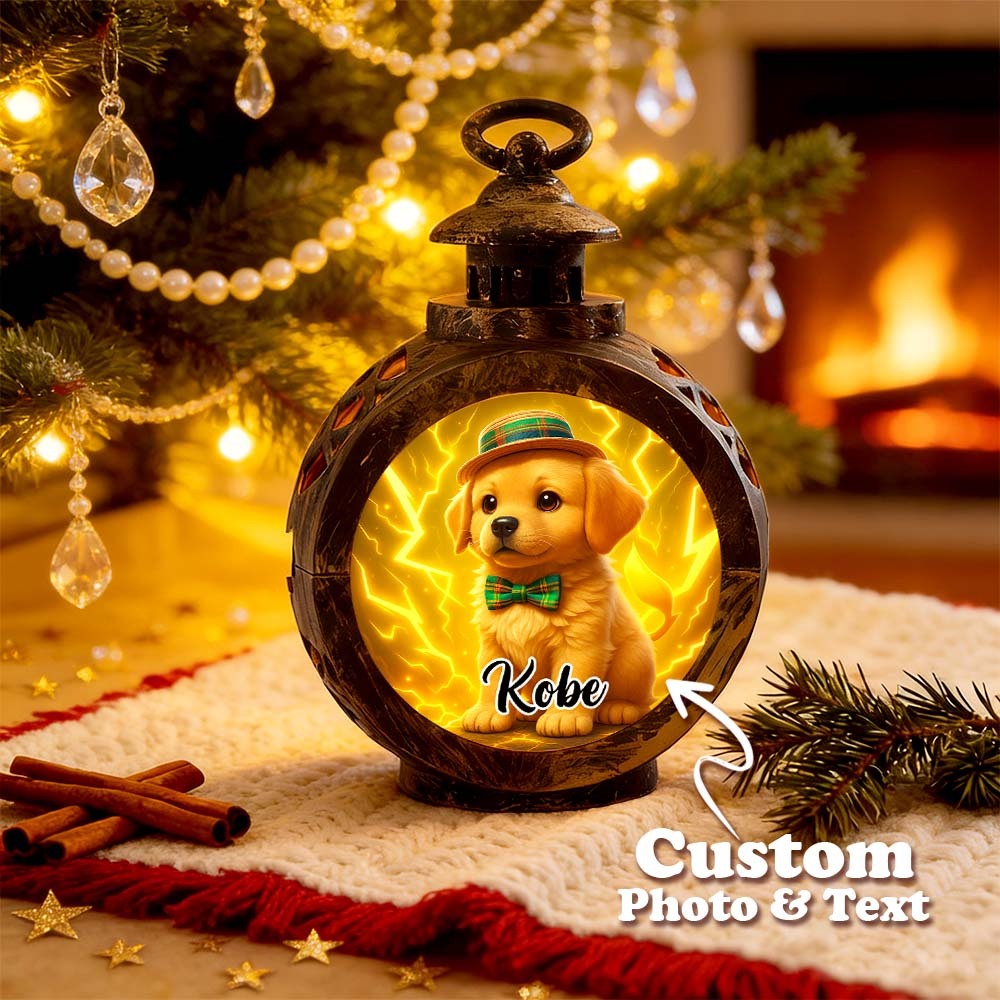 Custom Pet Photo Multiple Effects Available Lantern Ornament Personalized Custom 3D Effect Christmas Lantern - MyFaceSocksAU