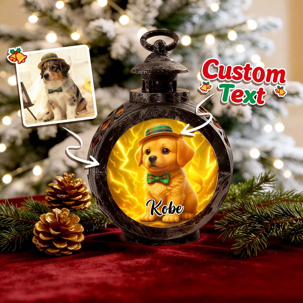 Custom Pet Photo Multiple Effects Available Lantern Ornament Personalized Custom 3D Effect Christmas Lantern - MyFaceSocksAU
