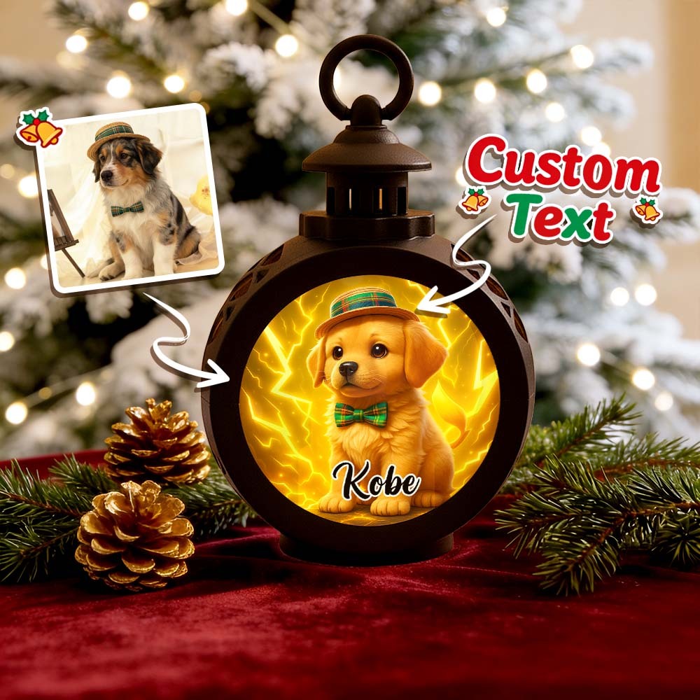 Custom Pet Photo Multiple Effects Available Lantern Ornament Personalized Custom 3D Effect Christmas Lantern - MyFaceSocksAU