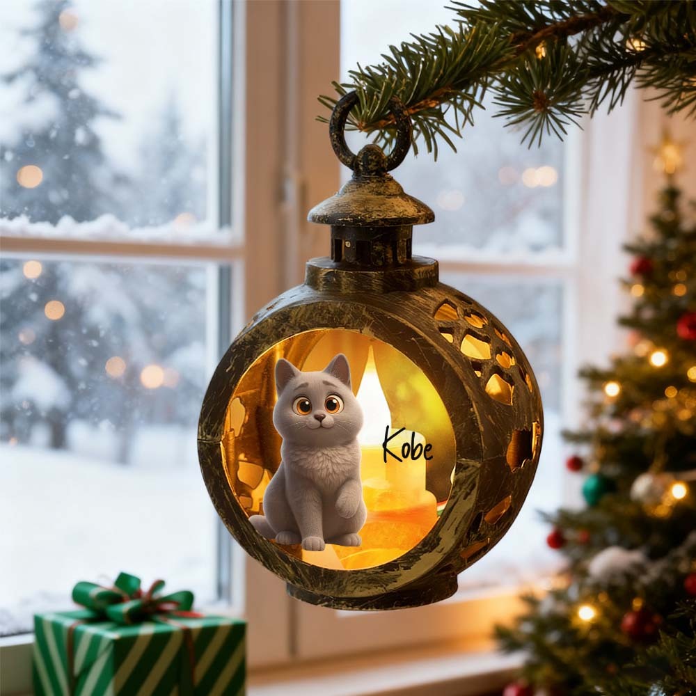 Custom Pet Photo Multiple Effects Available Lantern Ornament Personalized Custom 3D Effect Christmas Lantern - MyFaceSocksAU