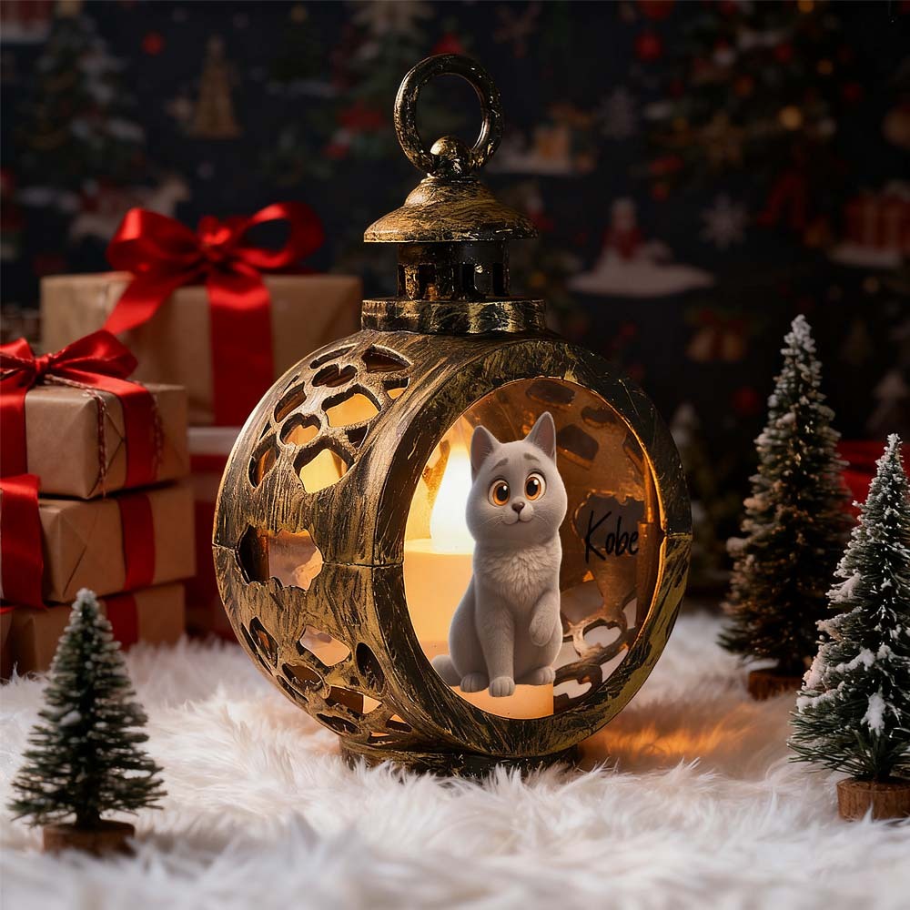 Custom Pet Photo Multiple Effects Available Lantern Ornament Personalized Custom 3D Effect Christmas Lantern - MyFaceSocksAU