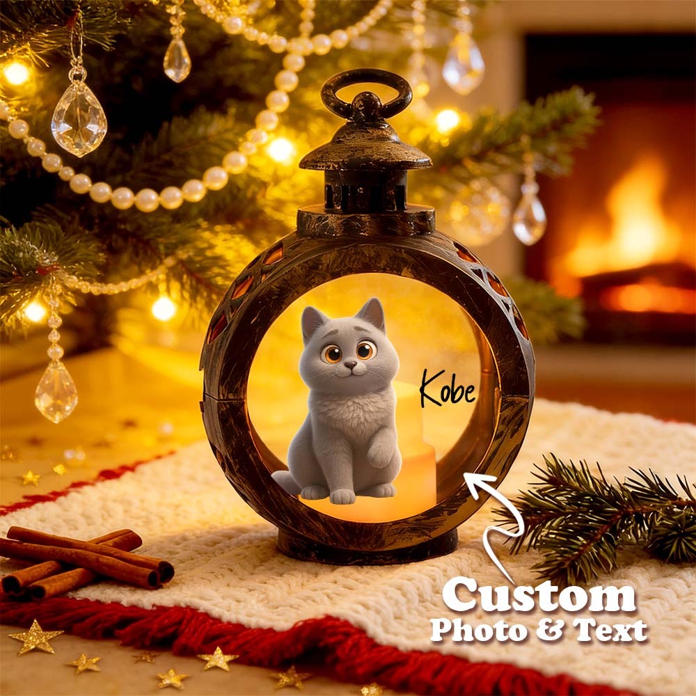 Custom Pet Photo Multiple Effects Available Lantern Ornament Personalized Custom 3D Effect Christmas Lantern - MyFaceSocksAU