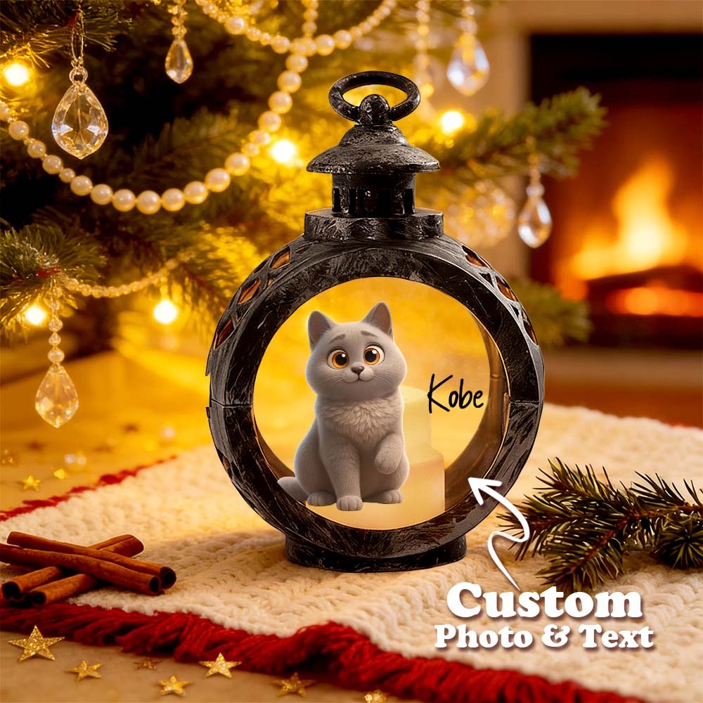 Custom Pet Photo Multiple Effects Available Lantern Ornament Personalized Custom 3D Effect Christmas Lantern - MyFaceSocksAU