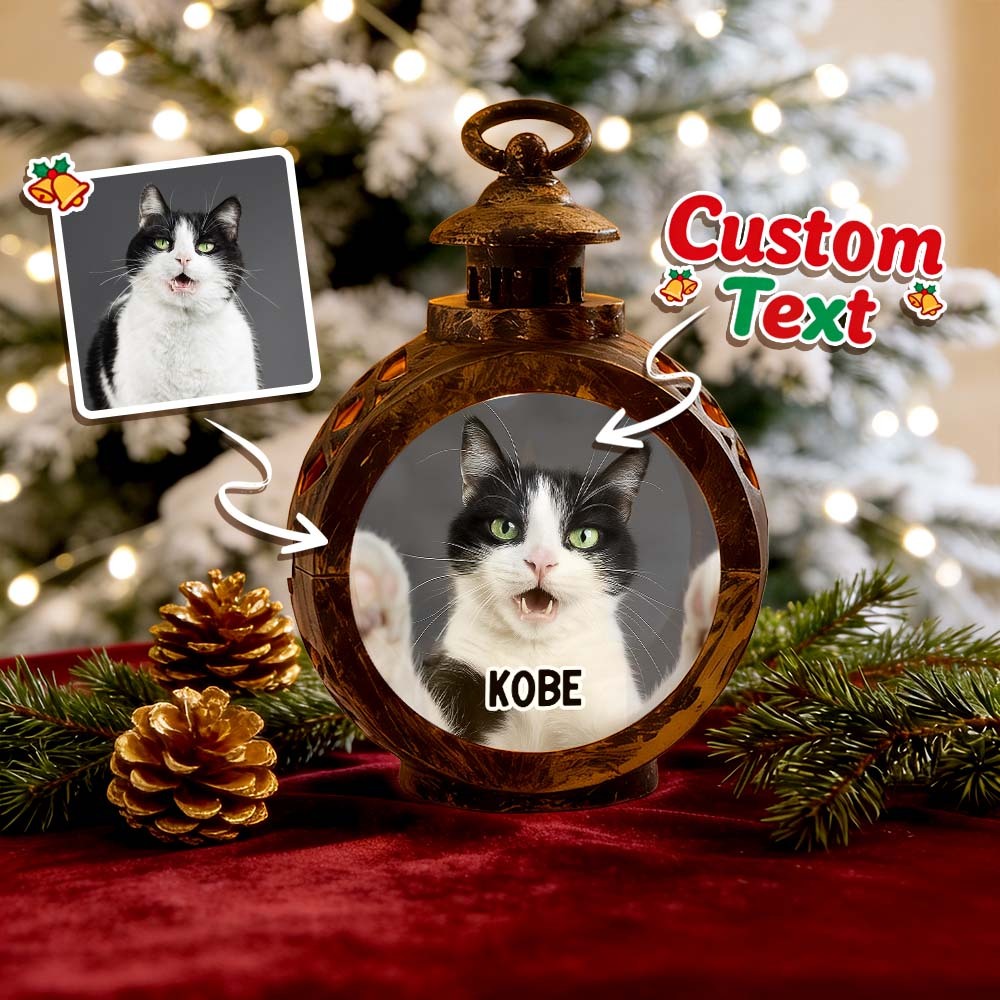 Custom Pet Photo Multiple Effects Available Lantern Ornament Personalized Custom 3D Effect Christmas Lantern - MyFaceSocksAU