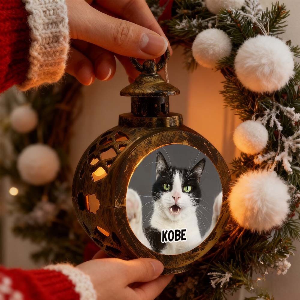 Custom Pet Photo Multiple Effects Available Lantern Ornament Personalized Custom 3D Effect Christmas Lantern - MyFaceSocksAU