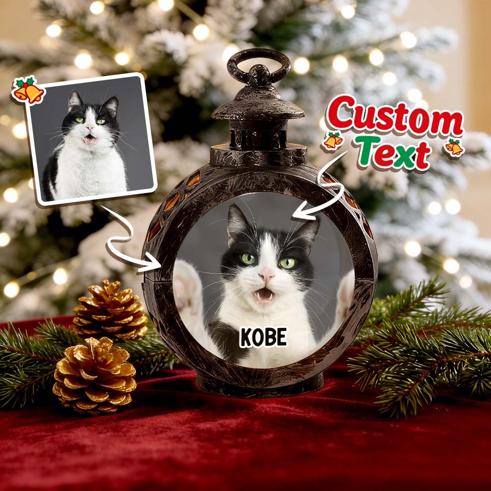 Custom Pet Photo Multiple Effects Available Lantern Ornament Personalized Custom 3D Effect Christmas Lantern - MyFaceSocksAU