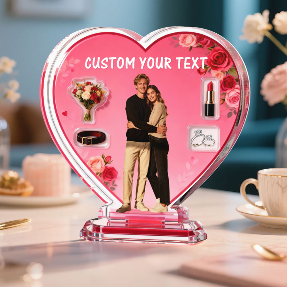 Custom Couple Photo Heart-shaped Ornament Personalized Photo and Text Ornament Anniversary Gift - MyFaceSocksAU