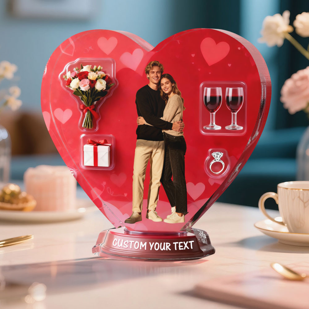 Custom Couple Photo Heart-shaped Ornament Personalized Photo and Text Ornament Anniversary Gift - MyFaceSocksAU