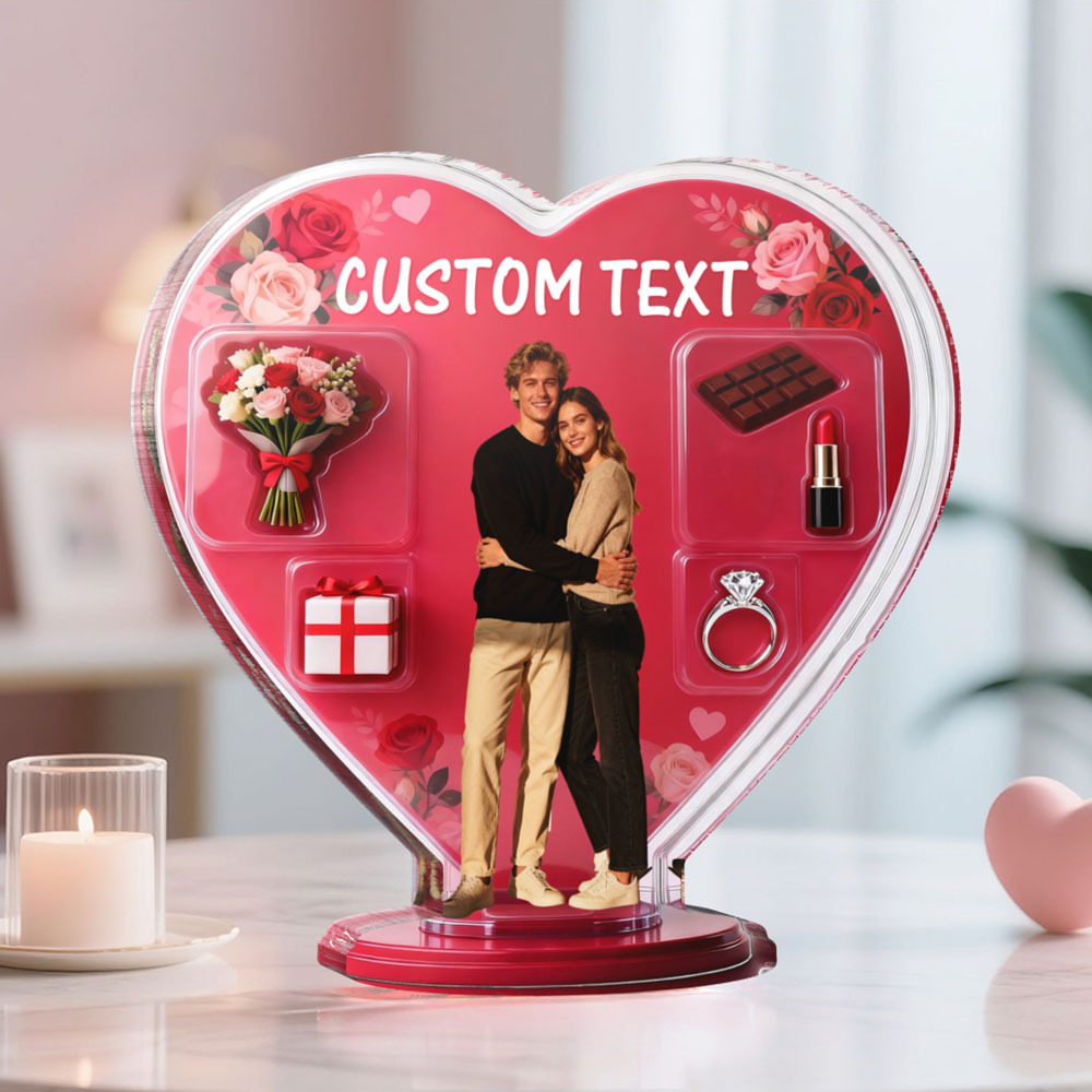 Custom Couple Photo Heart-shaped Ornament Personalized Photo and Text Ornament Anniversary Gift - MyFaceSocksAU