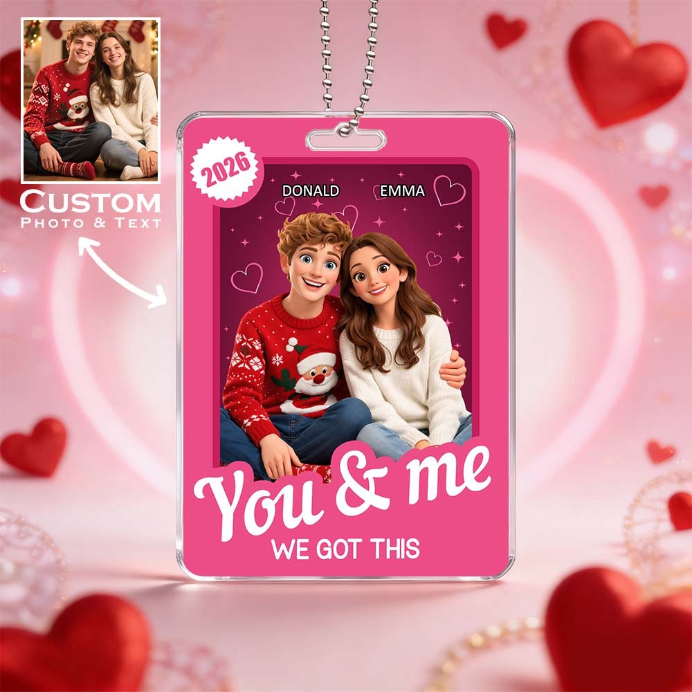 Custom Valentine's Day Gifts Personalized Acrylic Car Hanger Gift Packaging Style Art Gift for Lover 2D Printed Flat Design - MyFaceSocksAU