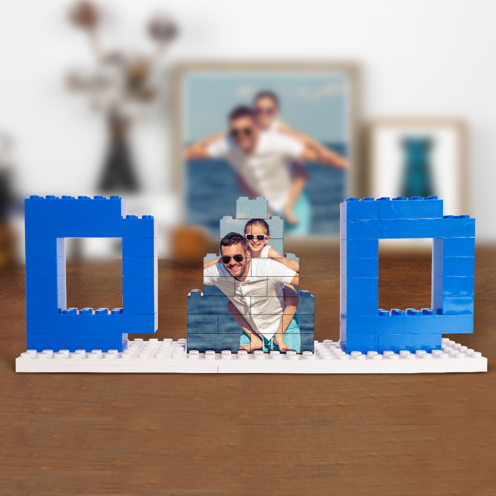 Personalized Papa Photo Building Brick Puzzles Photo Block Father's Day Gifts