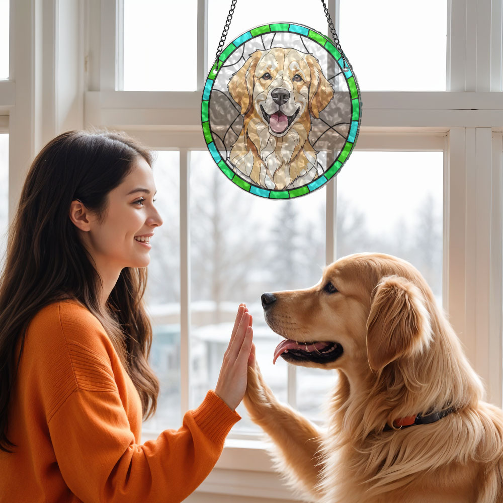 Custom dog Portrait Art Suncatcher,Custom Pet Portrait,Stained Glass Dog Memorial,Custom Dog Portrait from Photo,Indoor Decor,SunCatcher