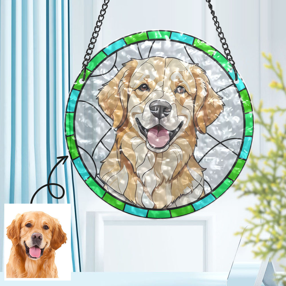 Custom dog Portrait Art Suncatcher,Custom Pet Portrait,Stained Glass Dog Memorial,Custom Dog Portrait from Photo,Indoor Decor,SunCatcher