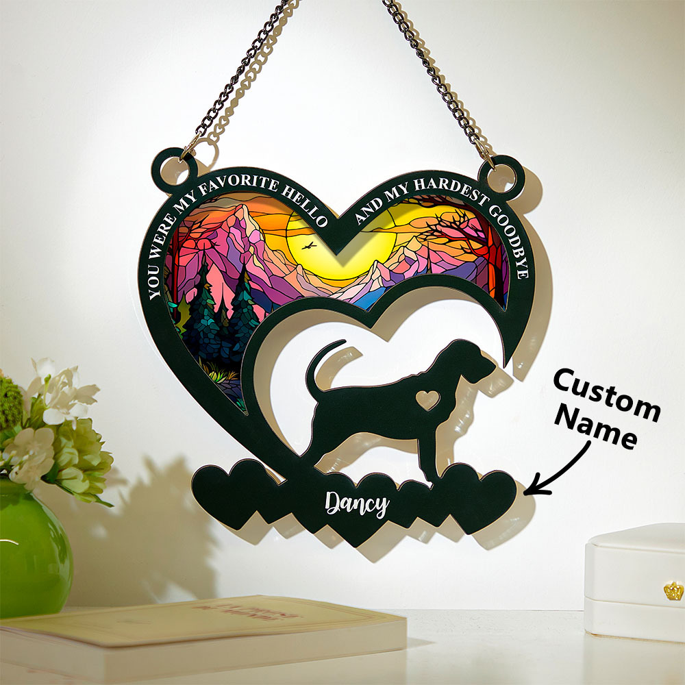 My Favorite Hello And My Hardest Goodbye - Personalized Window Hanging Suncatcher Ornament