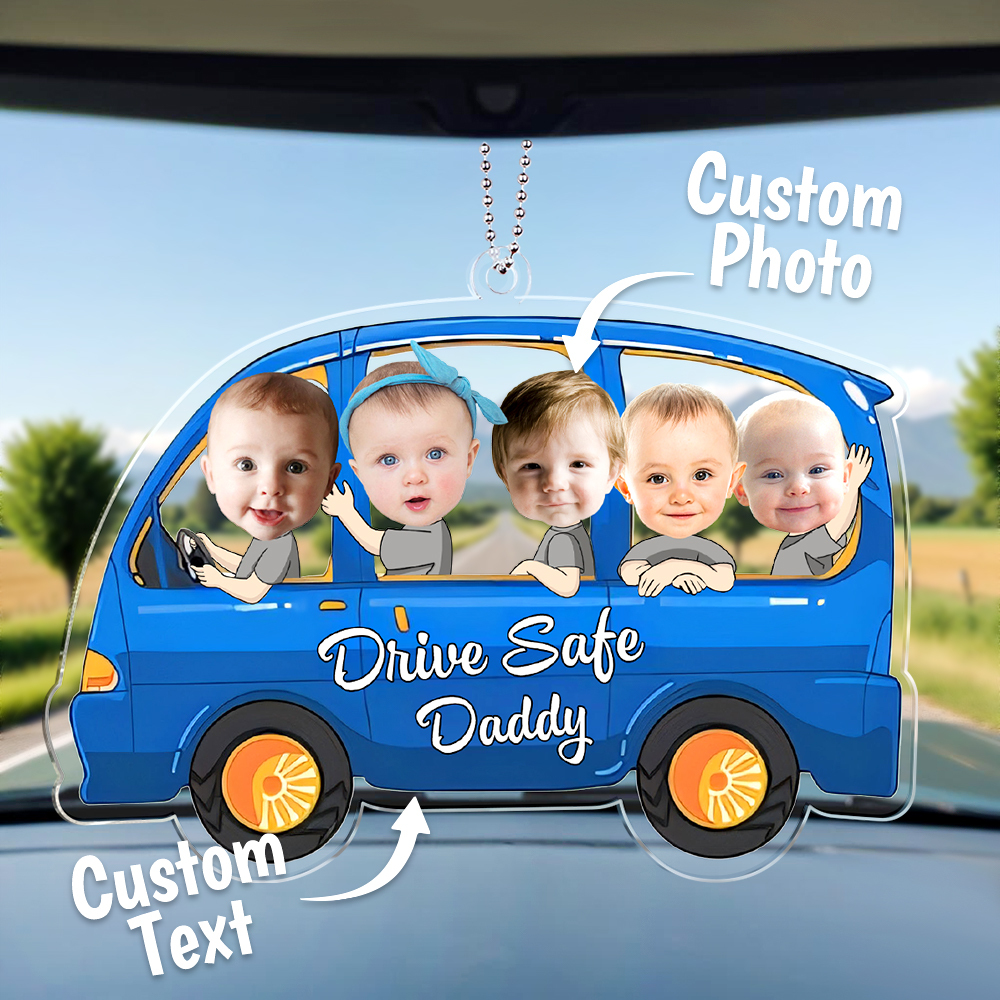 Customized Drive Safe Daddy Acrylic Car Hanger, Personalized Acrylic Car Hanger, 1st Fathers Day Gift for Husband - MyFaceSocksAU