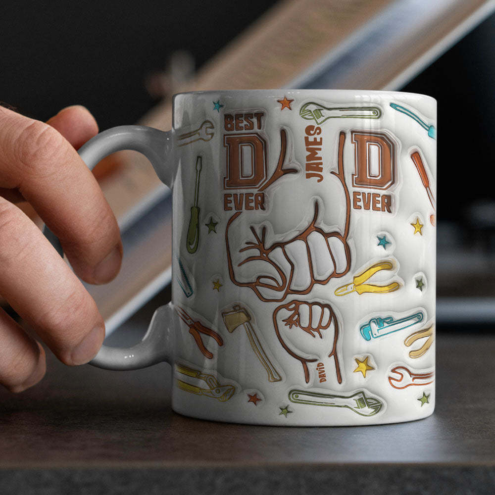Gifts for Dad Personalized Names Custom 1-6 Kids 3D Inflated Effect Printed Mug Happy Father's Day - MyMoonLampAu