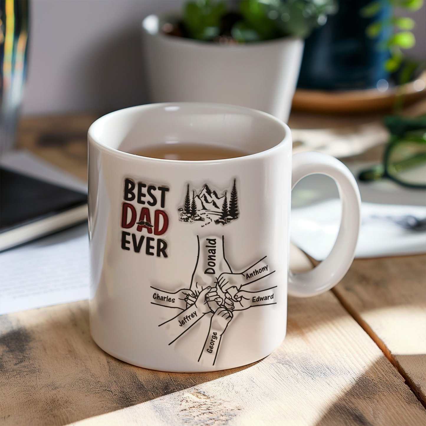 Best Daddy Ever Family Personalized Custom 3D Inflated Effect Printed Mug Father's Day Gift For Dad Grandpa