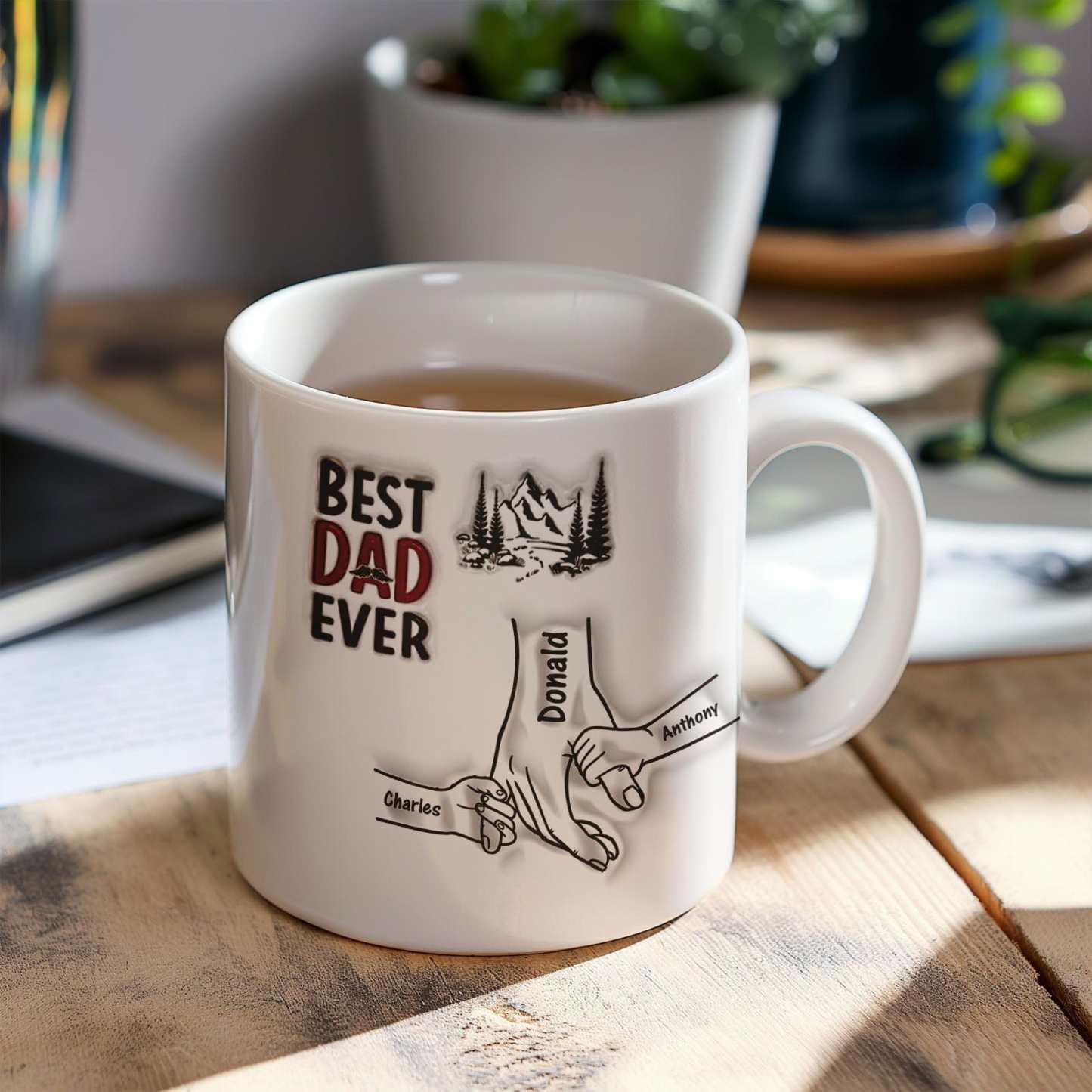 Best Daddy Ever Family Personalized Custom 3D Inflated Effect Printed Mug Father's Day Gift For Dad Grandpa