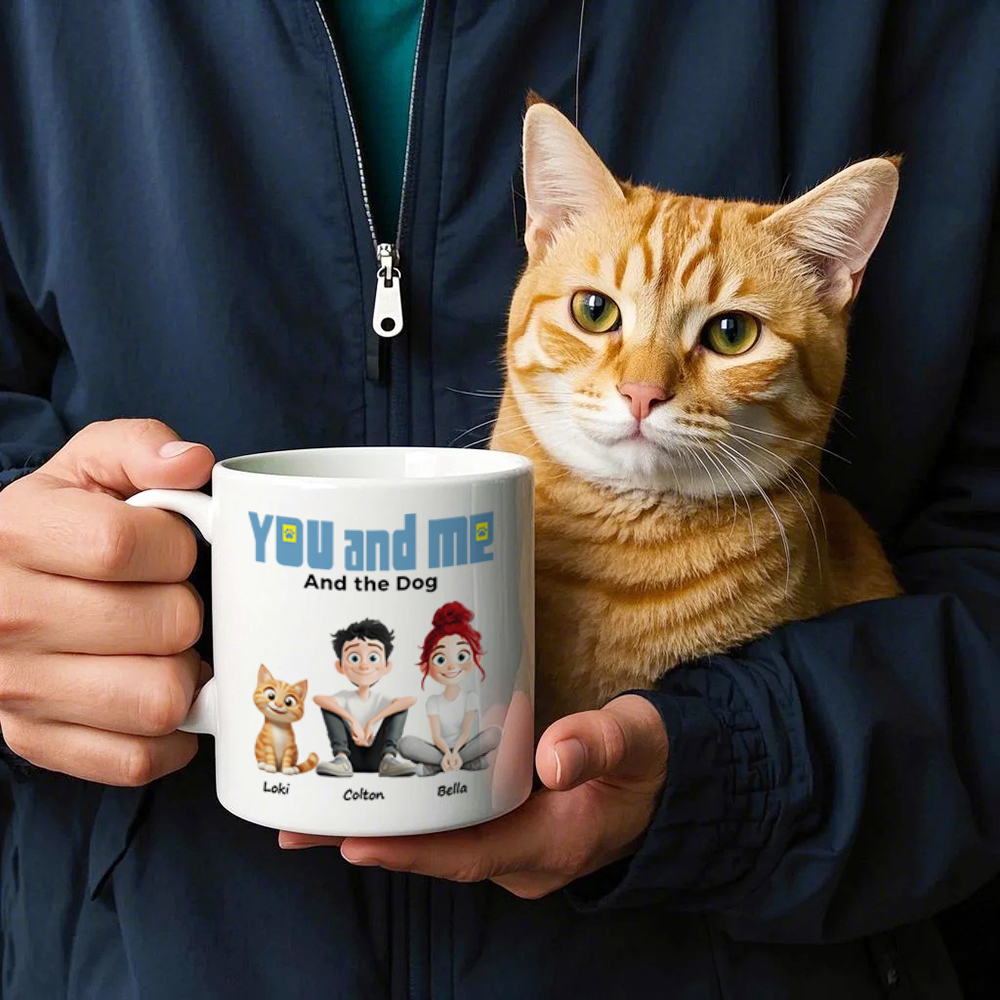You And Me For Dog Parents Personalized Mug Custom Pets and Names Coffee Cup for Dog & Cat Lovers Unique Gift for Pet Owners - MyFaceSocksAU