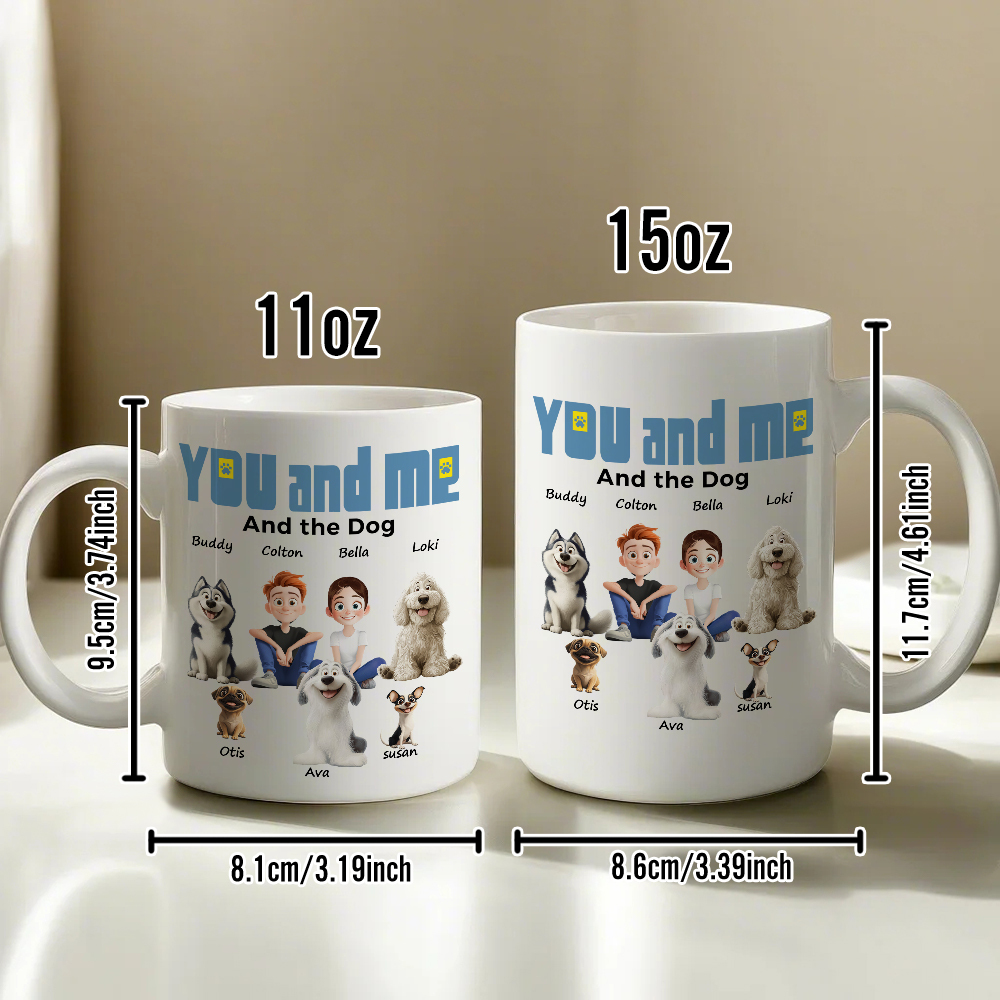 You And Me For Dog Parents Personalized Mug Custom Pets and Names Coffee Cup for Dog & Cat Lovers Unique Gift for Pet Owners - MyFaceSocksAU