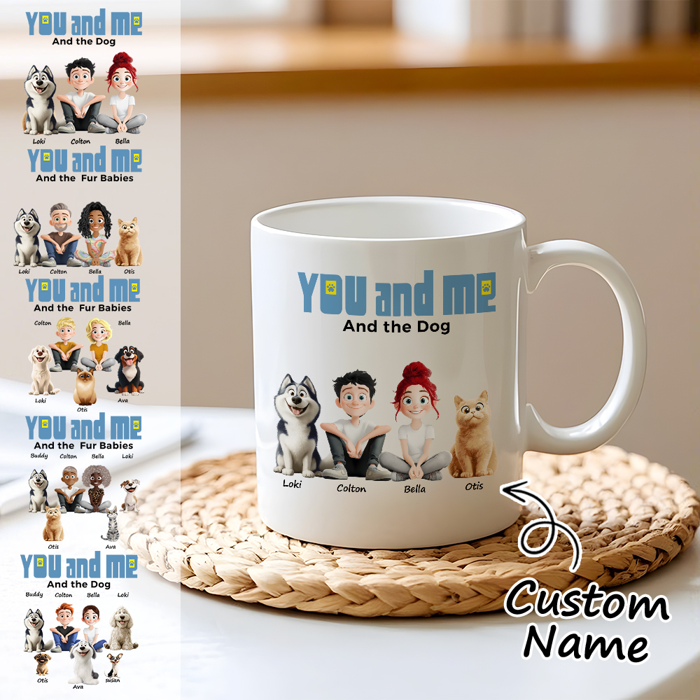 You And Me For Dog Parents Personalized Mug Custom Pets and Names Coffee Cup for Dog & Cat Lovers Unique Gift for Pet Owners - MyFaceSocksAU