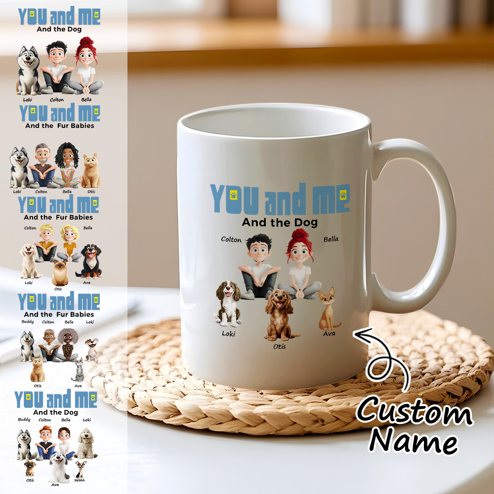 You And Me For Dog Parents Personalized Mug Custom Pets and Names Coffee Cup for Dog & Cat Lovers Unique Gift for Pet Owners - MyFaceSocksAU