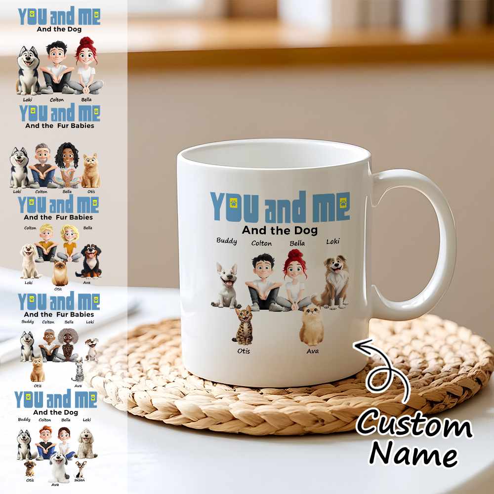 You And Me For Dog Parents Personalized Mug Custom Pets and Names Coffee Cup for Dog & Cat Lovers Unique Gift for Pet Owners - MyFaceSocksAU