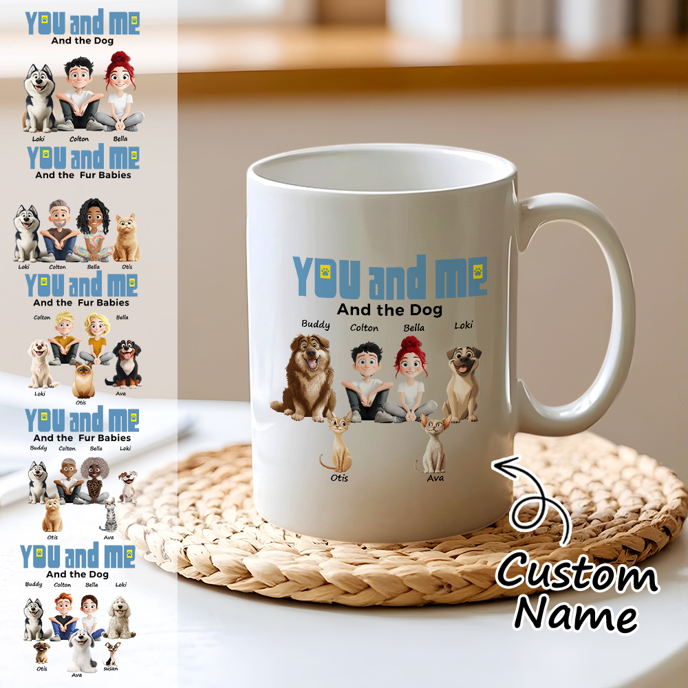 You And Me For Dog Parents Personalized Mug Custom Pets and Names Coffee Cup for Dog & Cat Lovers Unique Gift for Pet Owners - MyFaceSocksAU