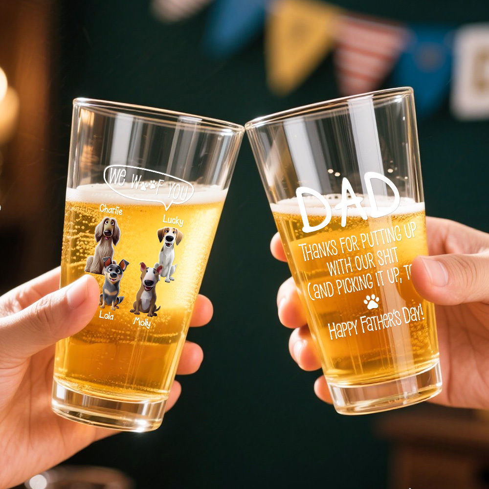 Fathers Day Gift Cup Personalized Gifts For Dad Gift Dad Birthday Gift, Personalised Beer Glass, The Day You Became My Dad - MyFaceSocksAU