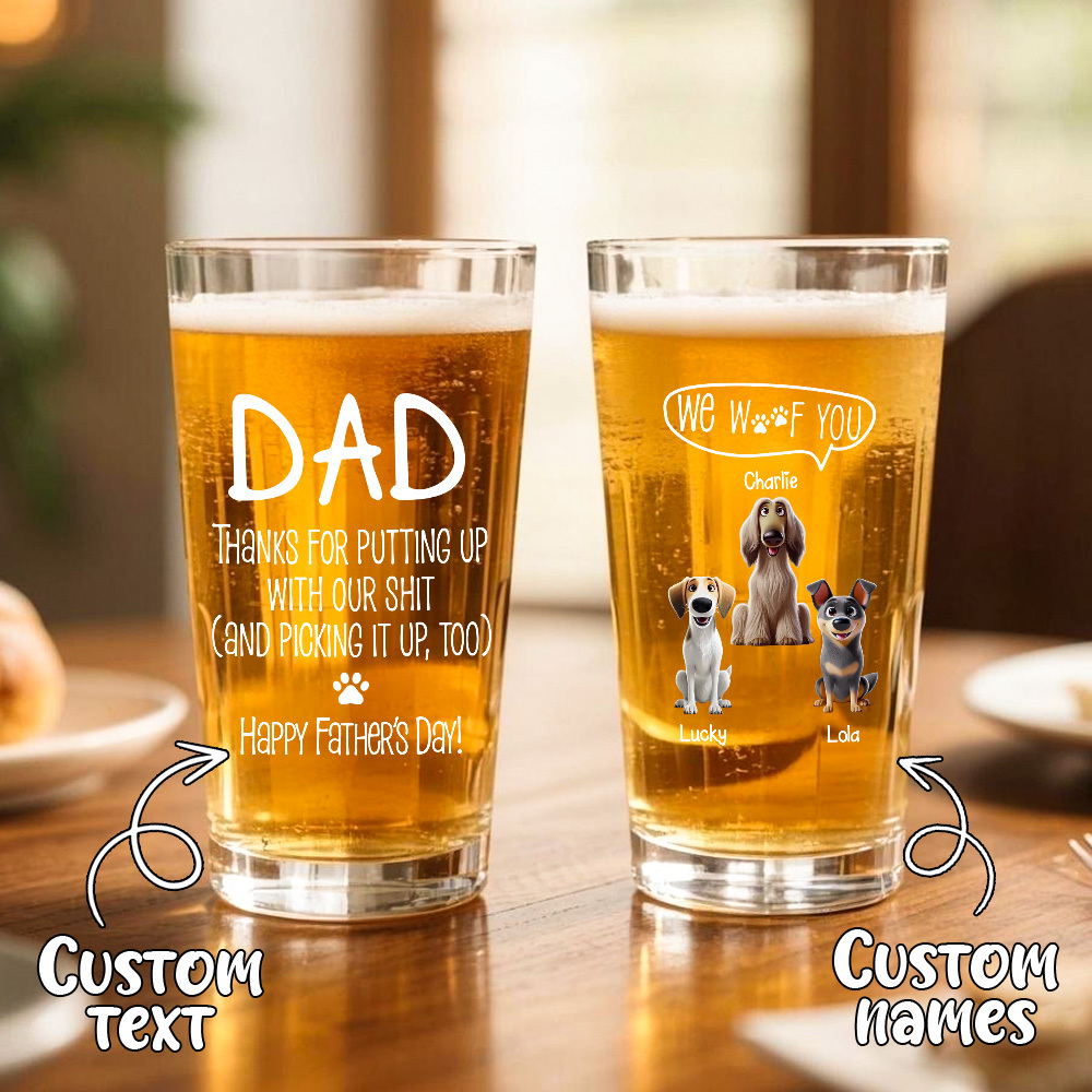 Fathers Day Gift Cup Personalized Gifts For Dad Gift Dad Birthday Gift, Personalised Beer Glass, The Day You Became My Dad - MyFaceSocksAU