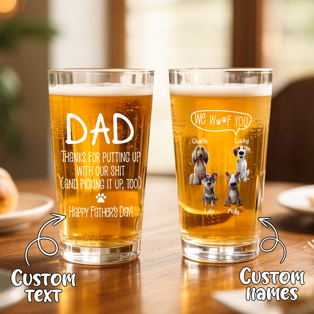 Fathers Day Gift Cup Personalized Gifts For Dad Gift Dad Birthday Gift, Personalised Beer Glass, The Day You Became My Dad - MyFaceSocksAU