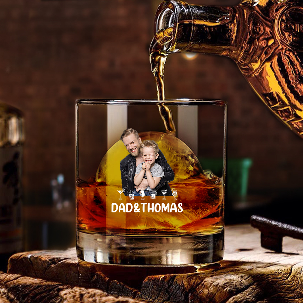 Personalized 10oz Photo Text Whiskey Glass with Texts Father's Day Birthday Gift for Dad-MyFaceSocksAu
