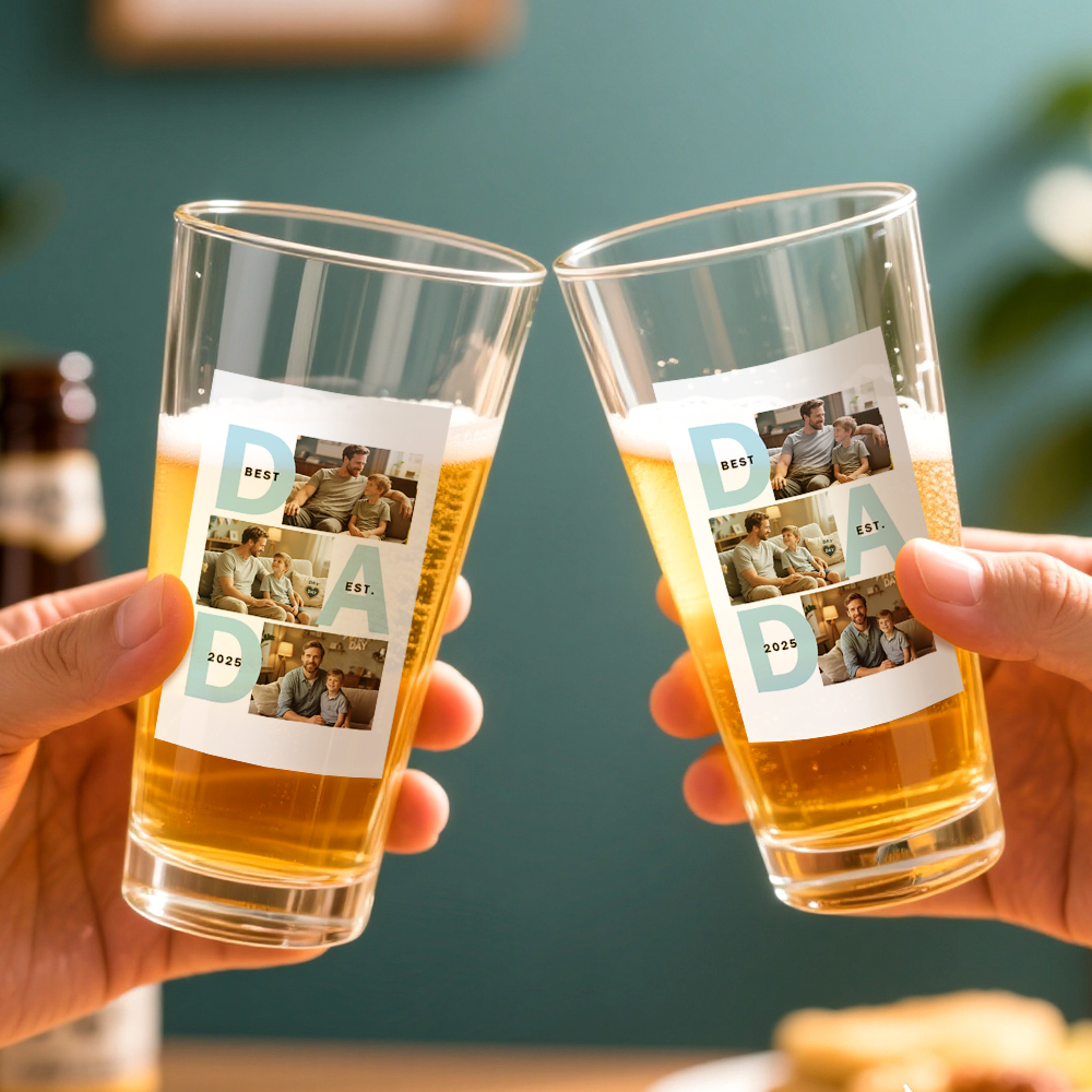 DAD Established Photo Collage Pint Glass