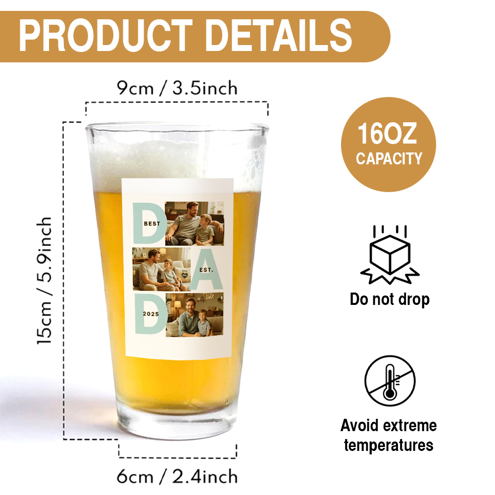 DAD Established Photo Collage Pint Glass