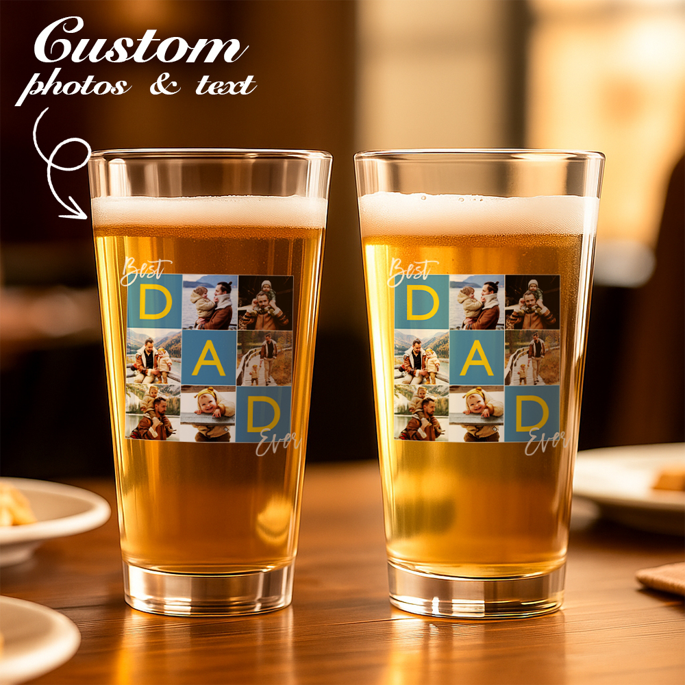 DAD Established Photo Collage Pint Glass