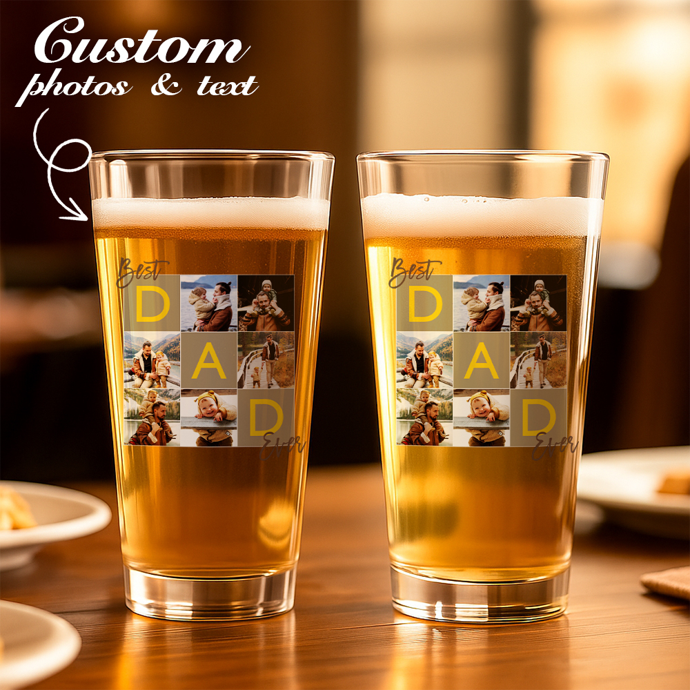 DAD Established Photo Collage Pint Glass