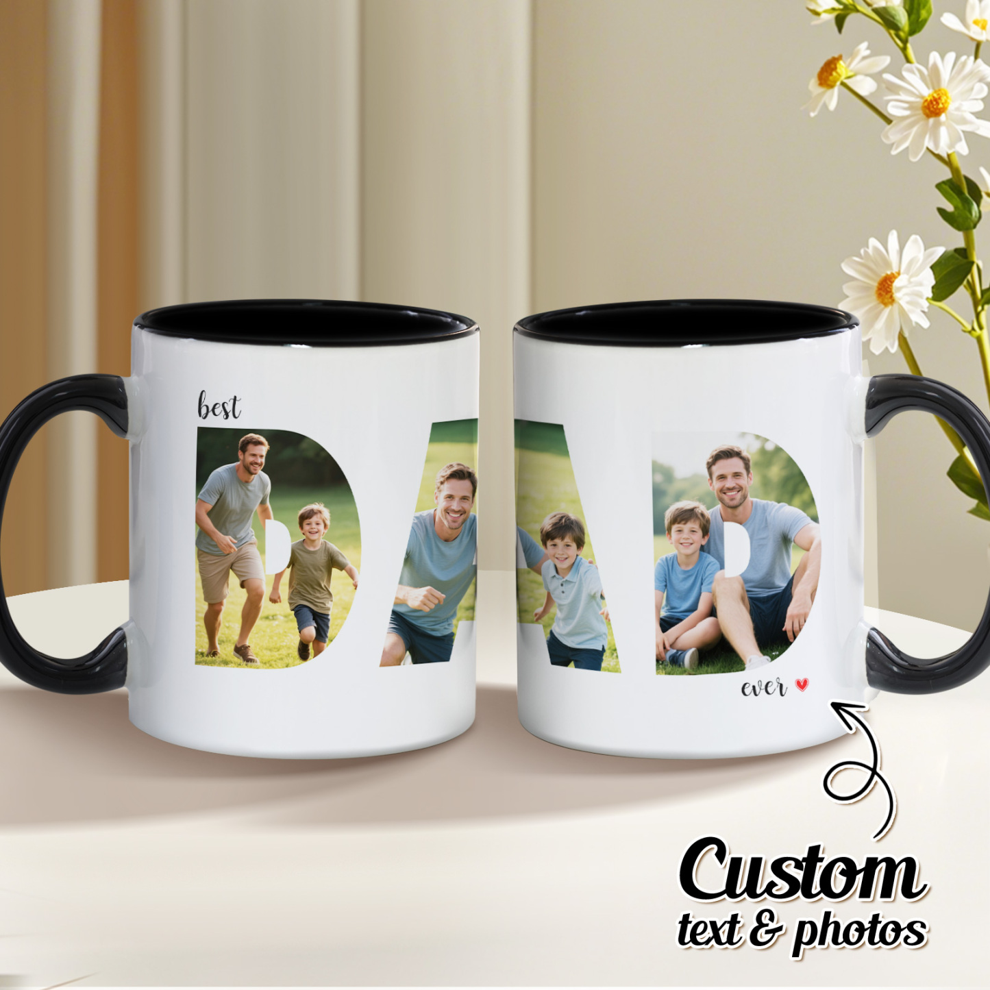 Personalized Photo Mug For Dad, Custom Fathers Day Cup, Photo Collage Mug, Dad Birthday Gift, Father Gift From Son Daughter Wife, Dad Mug