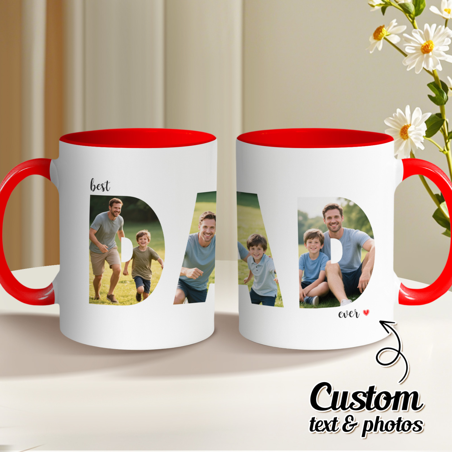 Personalized Photo Mug For Dad, Custom Fathers Day Cup, Photo Collage Mug, Dad Birthday Gift, Father Gift From Son Daughter Wife, Dad Mug