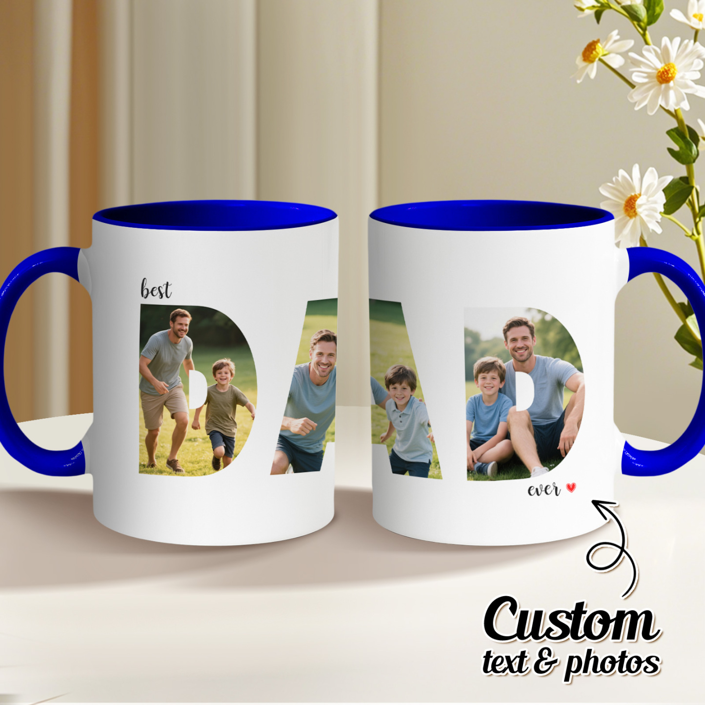 Personalized Photo Mug For Dad, Custom Fathers Day Cup, Photo Collage Mug, Dad Birthday Gift, Father Gift From Son Daughter Wife, Dad Mug