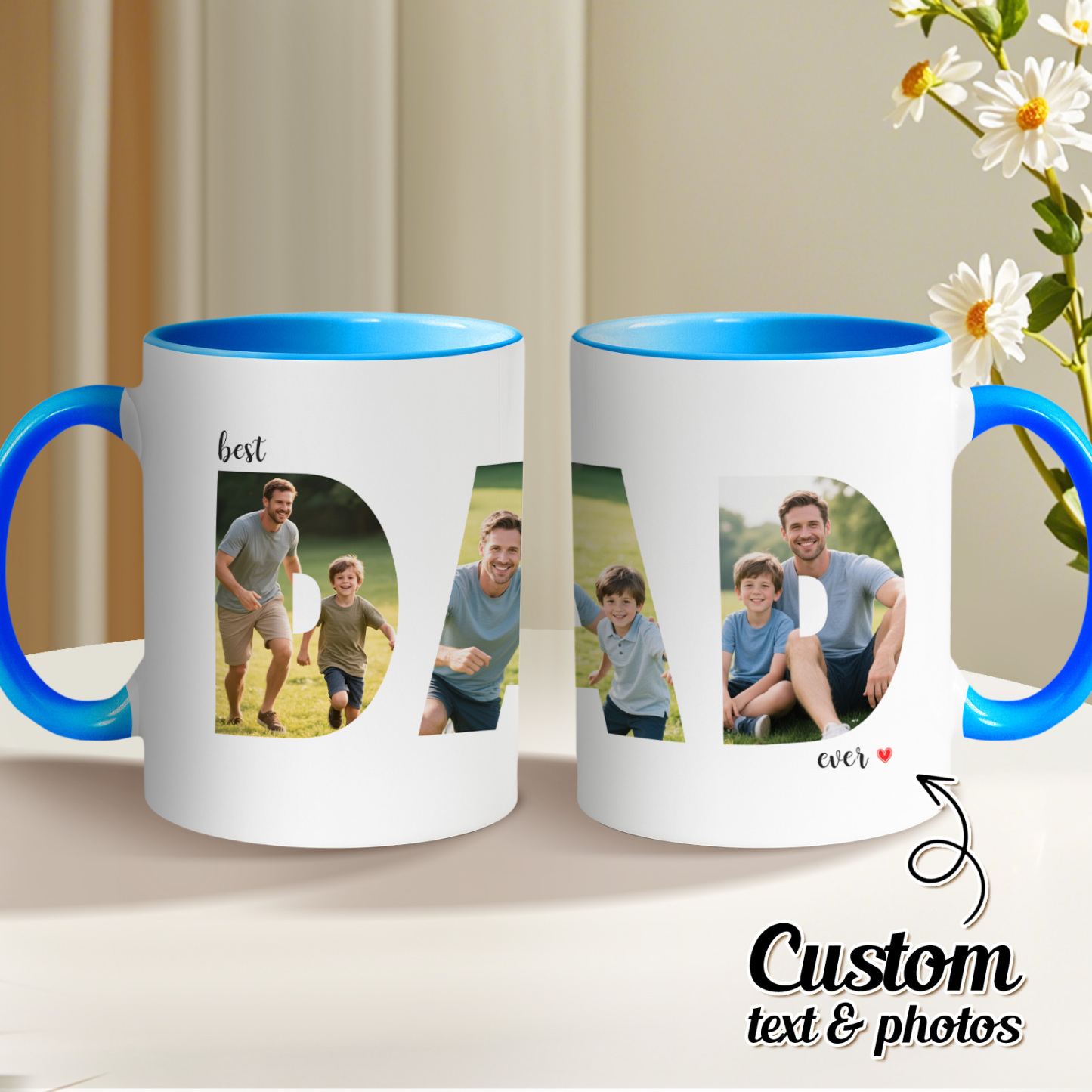 Personalized Photo Mug For Dad, Custom Fathers Day Cup, Photo Collage Mug, Dad Birthday Gift, Father Gift From Son Daughter Wife, Dad Mug