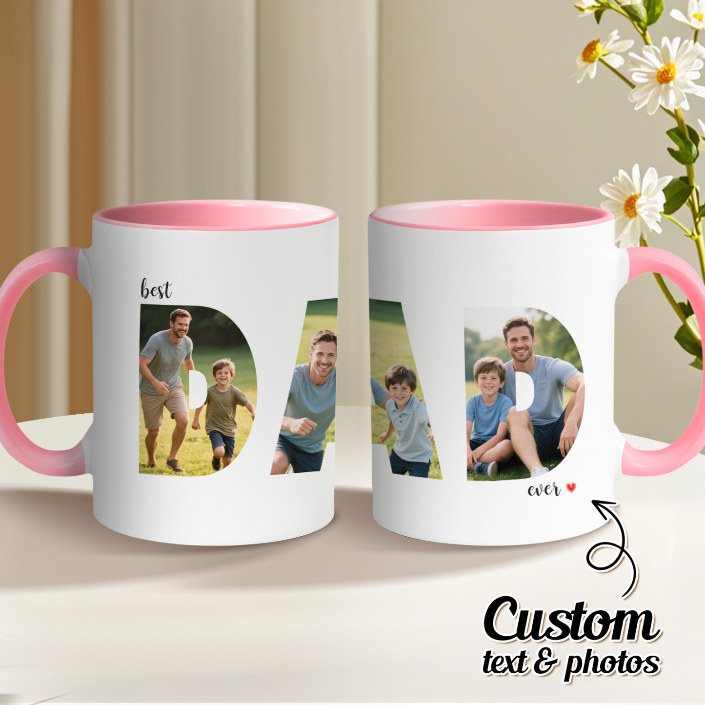Personalized Photo Mug For Dad, Custom Fathers Day Cup, Photo Collage Mug, Dad Birthday Gift, Father Gift From Son Daughter Wife, Dad Mug