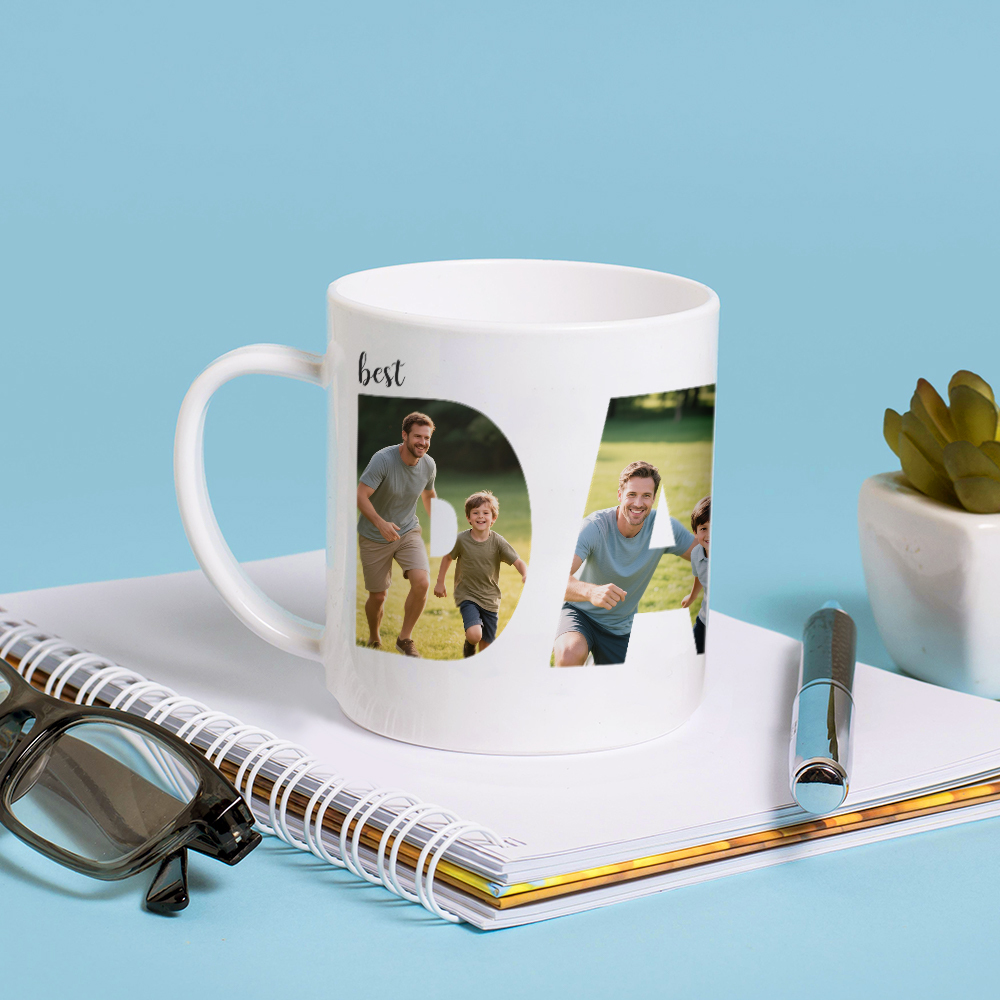 Personalized Photo Mug For Dad, Custom Fathers Day Cup, Photo Collage Mug, Dad Birthday Gift, Father Gift From Son Daughter Wife, Dad Mug