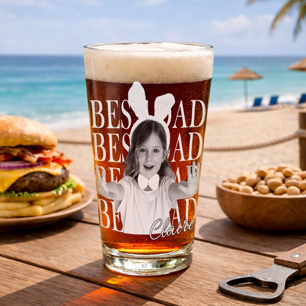 Custom Photo Dad Beer Glass, Fathers Day Gift For Dad, Funny Dad Gifts With Kids Photo, Best Dad Ever Gift, Dad Gifts, Gift For Husband - MyFaceSocksAU