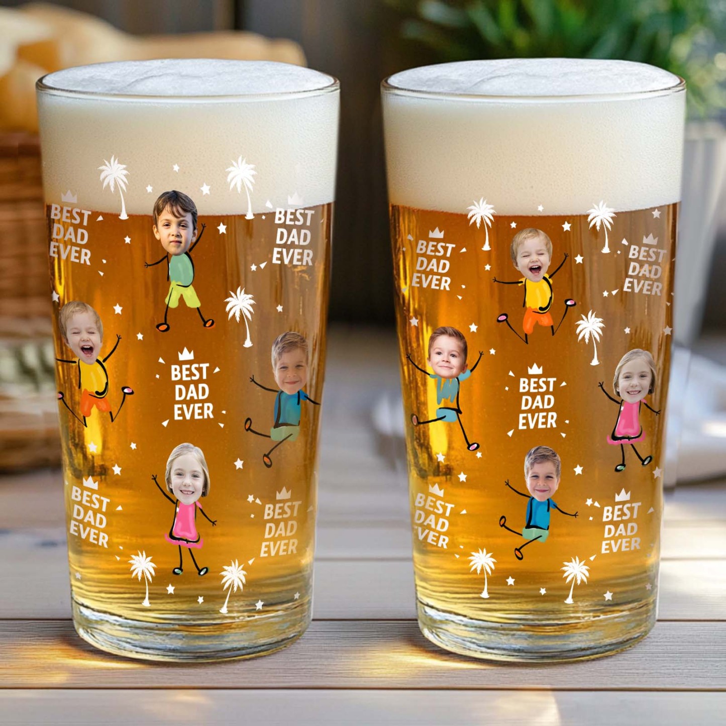 Custom Photo Best Dad Grandpa Ever Beer Glass, Personalized Father’s Day Gift, Custom Photo Gifts, Grandpa Gifts - MyFaceSocksAU