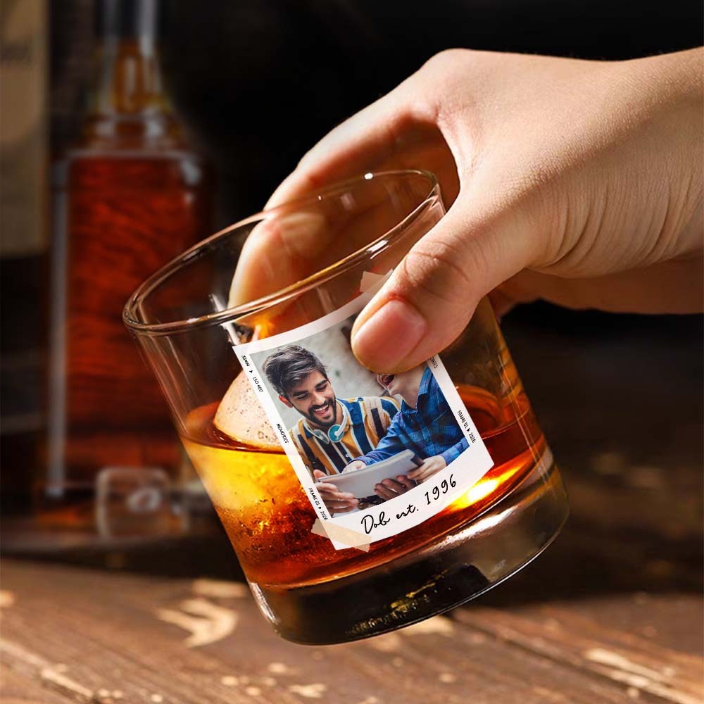Dad Gifts, Gifts For Dad, Custom Photo Dad Est Whiskey Glass, Grandpa Gift, Dad Glass, Gifts For Him, Portrait Photo Grandpa Glass, New Dad - MyFaceSocksAU